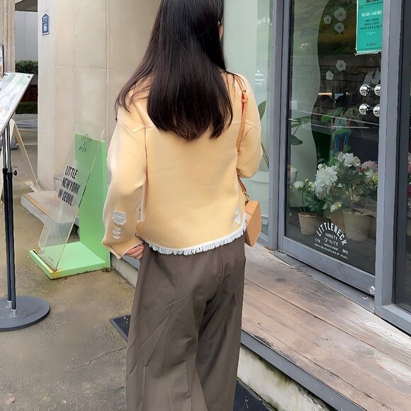 Barrie Denim fringed cashmere and cotton jacket - Picture 3 of 14